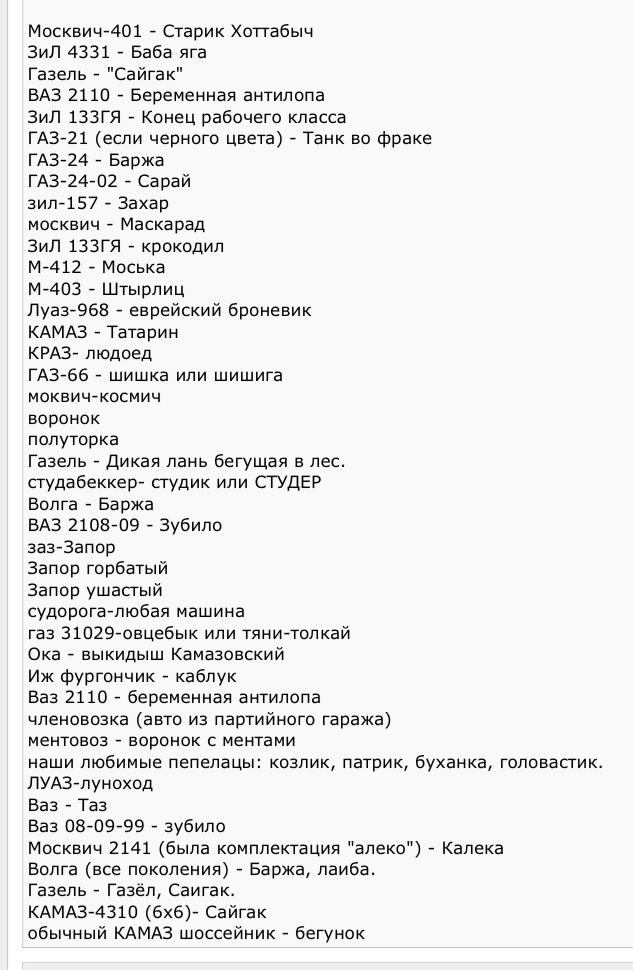 Имя для машины список.