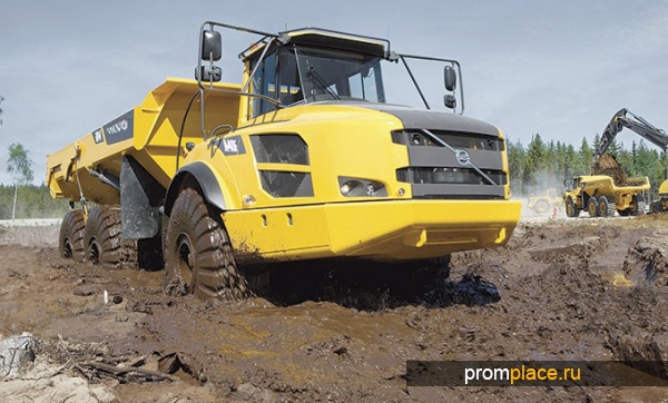 Сочлененный самосвал volvo a40f.